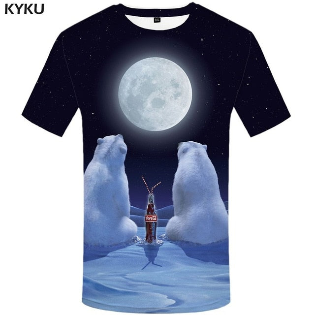 KYKU Bear Tshirt Men Animal T Shirt Punk Rock Funny T Shirts Hip Hop Tee 3d T-shirt Black Cool Mens Clothing Summer 2018 New