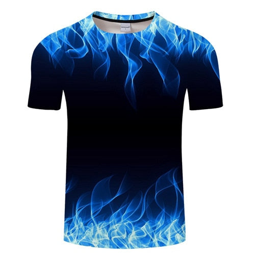 Blue Flaming tshirt Men t shirt 3d t-shirt Black Tee Casual Top Anime Camiseta Streatwear Short Sleeve Cloth DropShip ZOOTOPBEAR