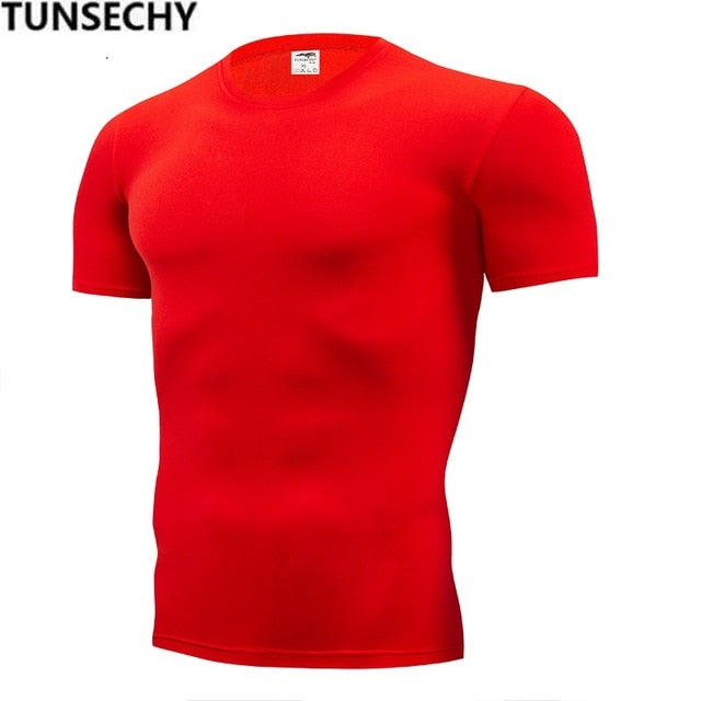 TUNSECHY 2018 Brand Clothing Men's T Shirt Men Fashion Tshirts Fitness For Male compression tight T-shirt S-4XL Free Shipping