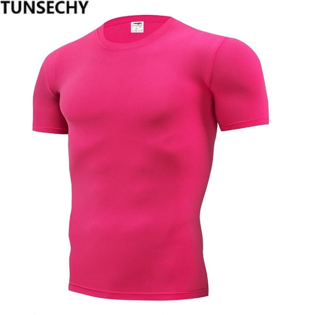 TUNSECHY 2018 Brand Clothing Men's T Shirt Men Fashion Tshirts Fitness For Male compression tight T-shirt S-4XL Free Shipping