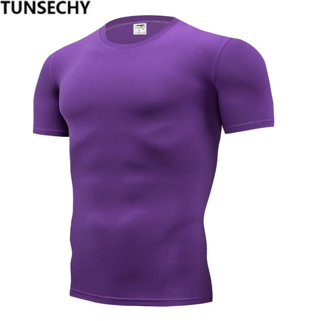 TUNSECHY 2018 Brand Clothing Men's T Shirt Men Fashion Tshirts Fitness For Male compression tight T-shirt S-4XL Free Shipping