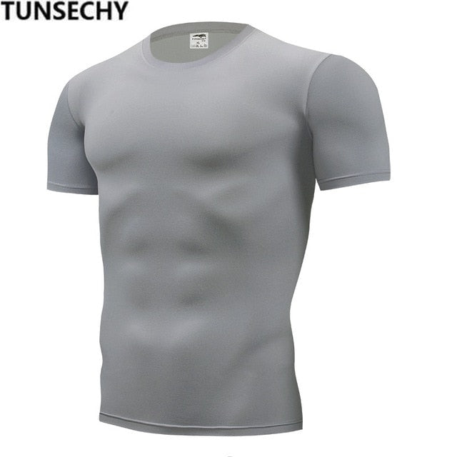 TUNSECHY 2018 Brand Clothing Men's T Shirt Men Fashion Tshirts Fitness For Male compression tight T-shirt S-4XL Free Shipping