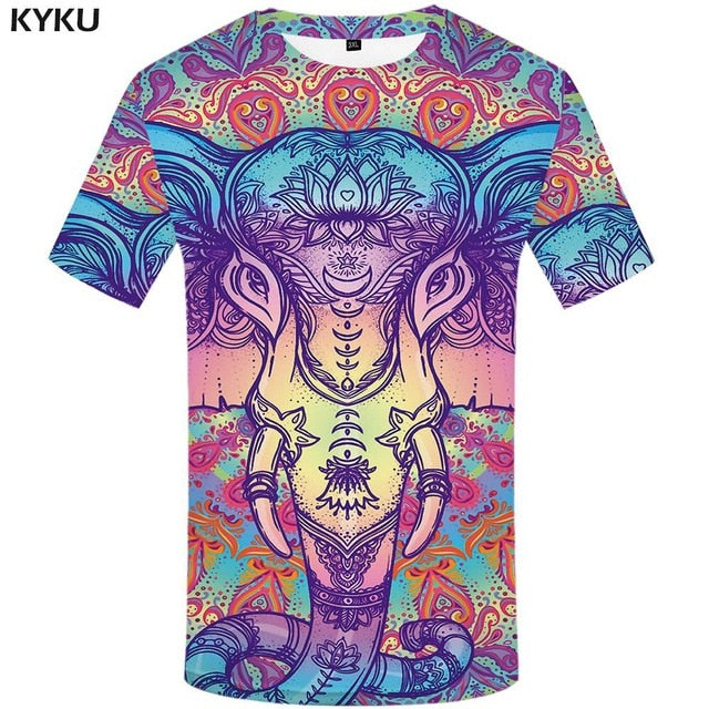 KYKU Skull Tshirt Men Black And White T-shirt Punk Rock Clothes Gothic 3d Print T Shirt Cool Hip Hop Mens Clothing Streetwear