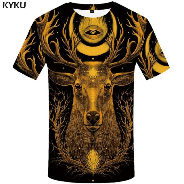 KYKU Skull Tshirt Men Black And White T-shirt Punk Rock Clothes Gothic 3d Print T Shirt Cool Hip Hop Mens Clothing Streetwear