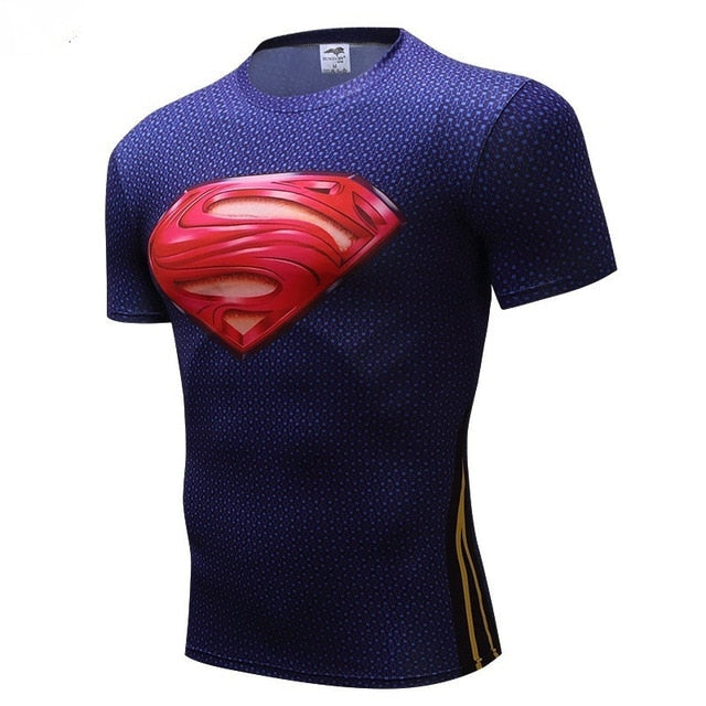 Superman Tshirts Men Compression Shirts Batman Tops The Flash T-shirts Fitness Crossfit Tees Bodybuilding camiseta rashguard