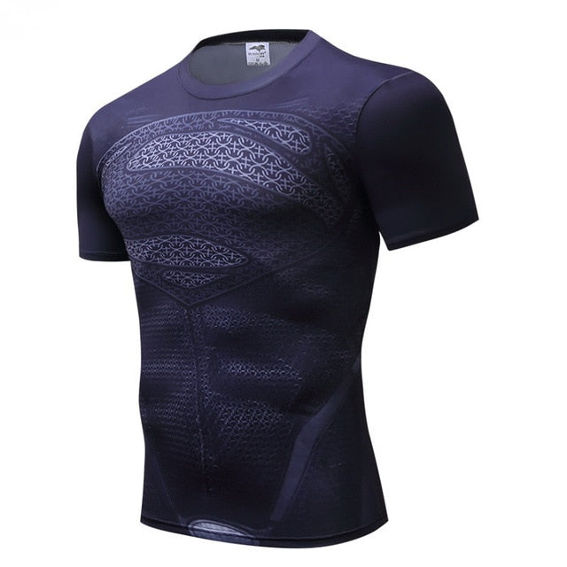 Superman Tshirts Men Compression Shirts Batman Tops The Flash T-shirts Fitness Crossfit Tees Bodybuilding camiseta rashguard