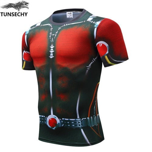 Superman Tshirts Men Compression Shirts Batman Tops The Flash T-shirts Fitness Crossfit Tees Bodybuilding camiseta rashguard