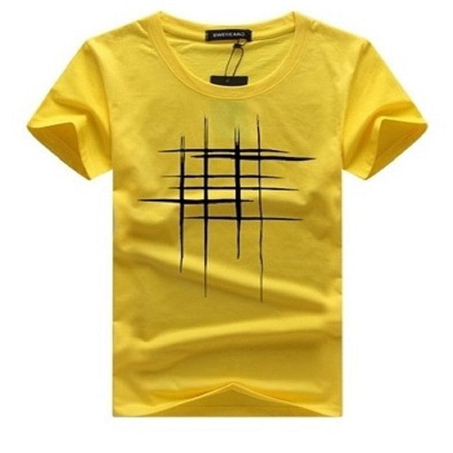 SWENEARO Simple Creative Design Line Cross Printed Cotton Tshirts Mens Summer Style Short Sleeve Tops Tees Men Camisetas Hombre