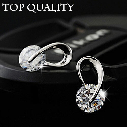 17KM Austria Crystal Wedding pendientes mujer Silver Color Zircon Crystal Stud Earrings Fashion Jewelry for Women brincos