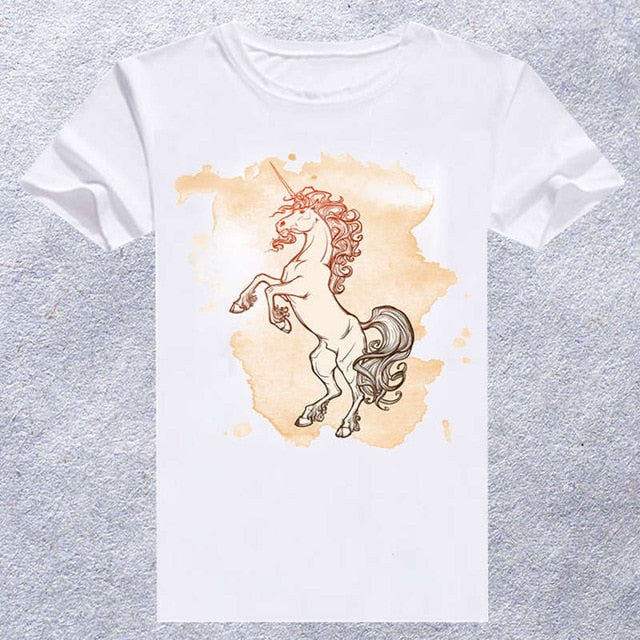 2018 new brand unicorn printed tshirt men casual women's t shirt o-neck tops  hip hop tee shirt