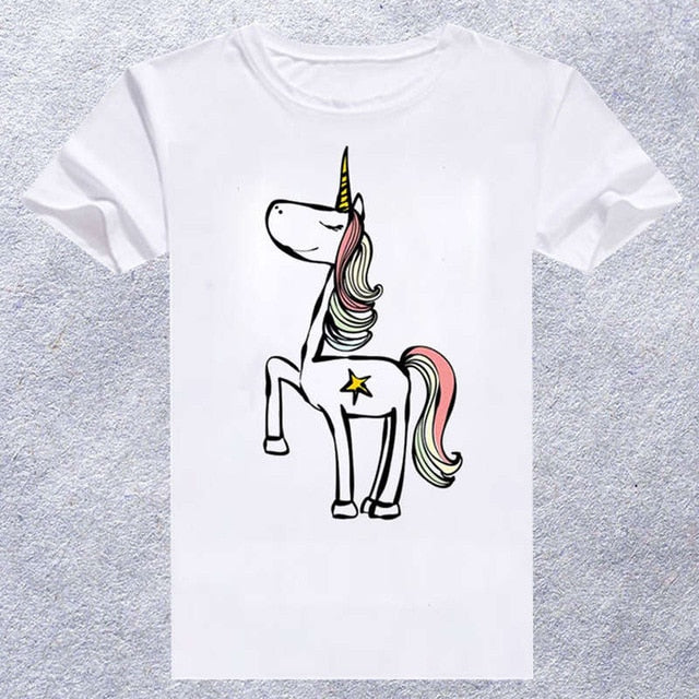 2018 new brand unicorn printed tshirt men casual women's t shirt o-neck tops  hip hop tee shirt