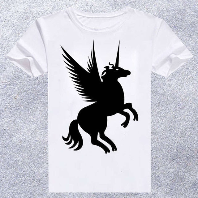 2018 new brand unicorn printed tshirt men casual women's t shirt o-neck tops  hip hop tee shirt