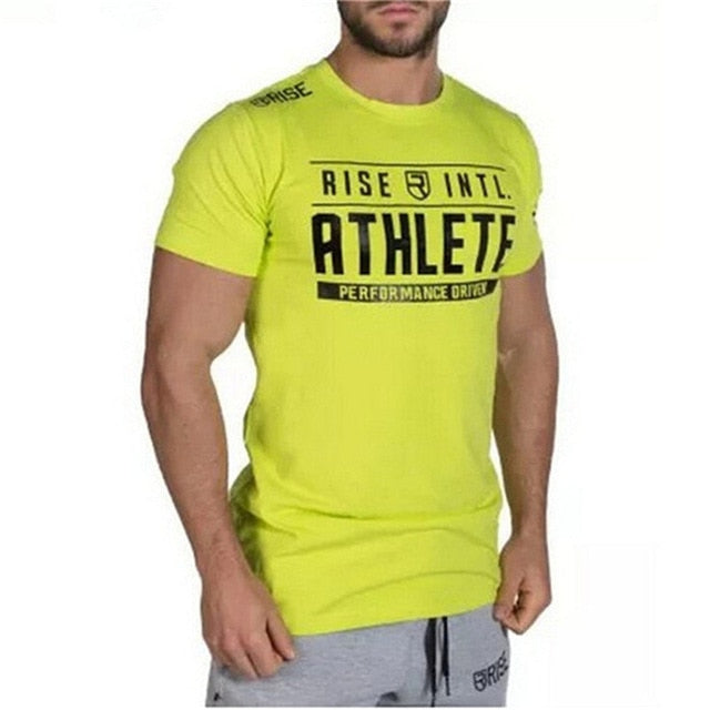 Men Short sleeve Cotton T-shirt Man Slim Printed t shirt Male Gyms Fitness Bodybuilding Workout Crossfit Brand Tees Tops Apparel