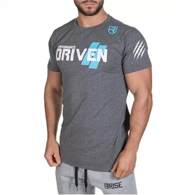 Men Short sleeve Cotton T-shirt Man Slim Printed t shirt Male Gyms Fitness Bodybuilding Workout Crossfit Brand Tees Tops Apparel