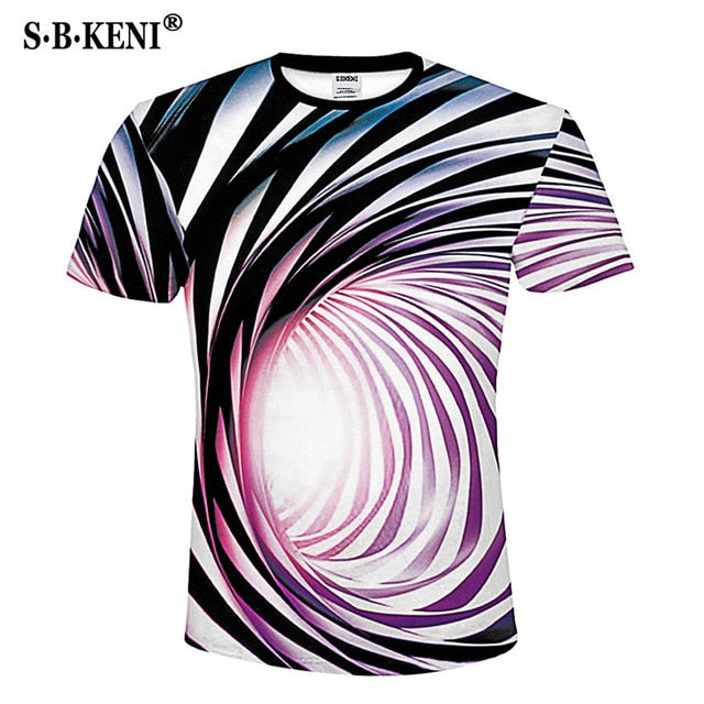 2018 Newest Summer Style Fashion Print Short sleeved Tees Men Black And White Vertigo Hypnotic colorful Printing 3D T shirt