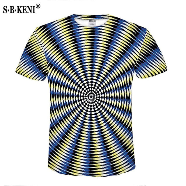 2018 Newest Summer Style Fashion Print Short sleeved Tees Men Black And White Vertigo Hypnotic colorful Printing 3D T shirt