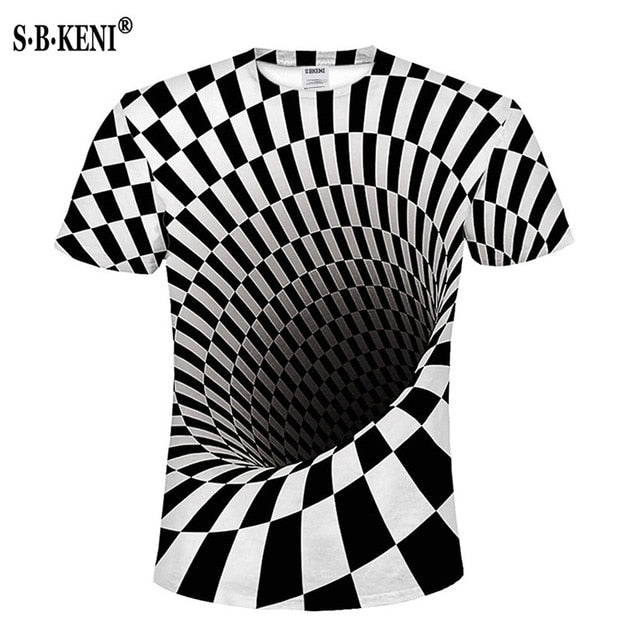 2018 Newest Summer Style Fashion Print Short sleeved Tees Men Black And White Vertigo Hypnotic colorful Printing 3D T shirt