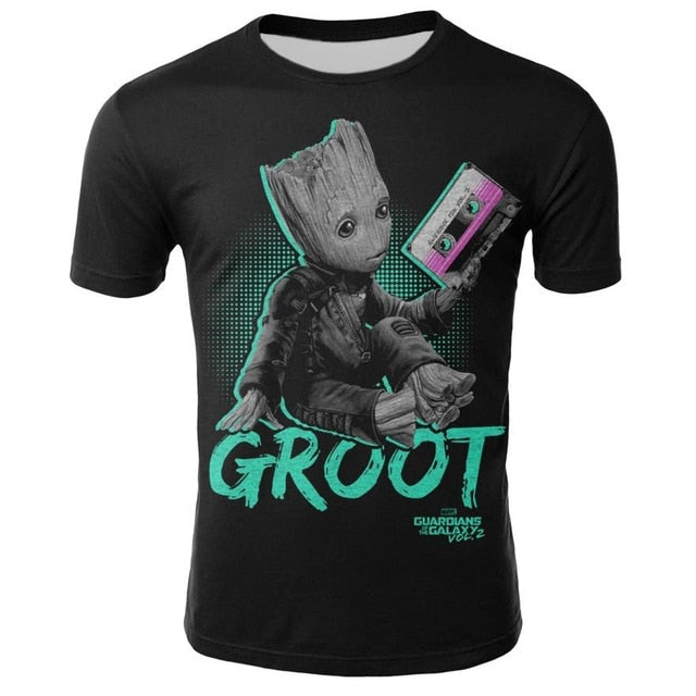 2019 Comics Super Hero Groot 3D Tshirt Cool Fashion Groot Print T-shirt Men Women 3D Tops Dropshipping and Wholesale cartoon Tee