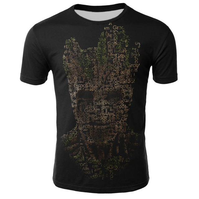 2019 Comics Super Hero Groot 3D Tshirt Cool Fashion Groot Print T-shirt Men Women 3D Tops Dropshipping and Wholesale cartoon Tee