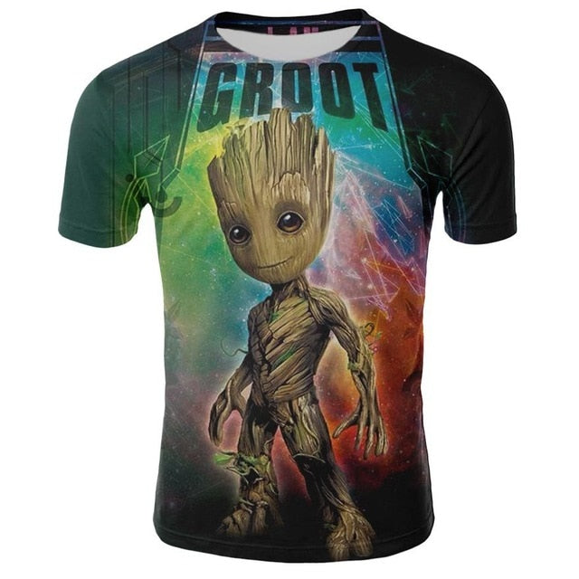 2019 Comics Super Hero Groot 3D Tshirt Cool Fashion Groot Print T-shirt Men Women 3D Tops Dropshipping and Wholesale cartoon Tee