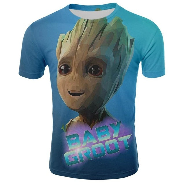 2019 Comics Super Hero Groot 3D Tshirt Cool Fashion Groot Print T-shirt Men Women 3D Tops Dropshipping and Wholesale cartoon Tee