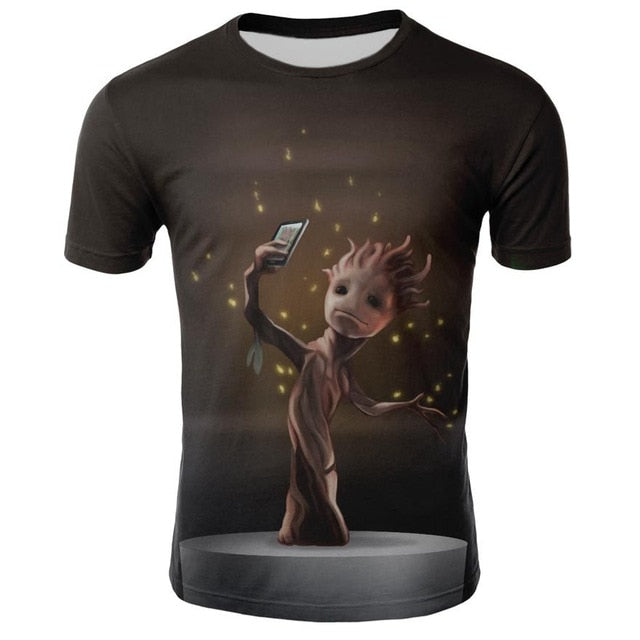 2019 Comics Super Hero Groot 3D Tshirt Cool Fashion Groot Print T-shirt Men Women 3D Tops Dropshipping and Wholesale cartoon Tee