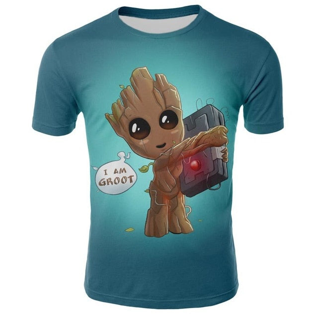 2019 Comics Super Hero Groot 3D Tshirt Cool Fashion Groot Print T-shirt Men Women 3D Tops Dropshipping and Wholesale cartoon Tee