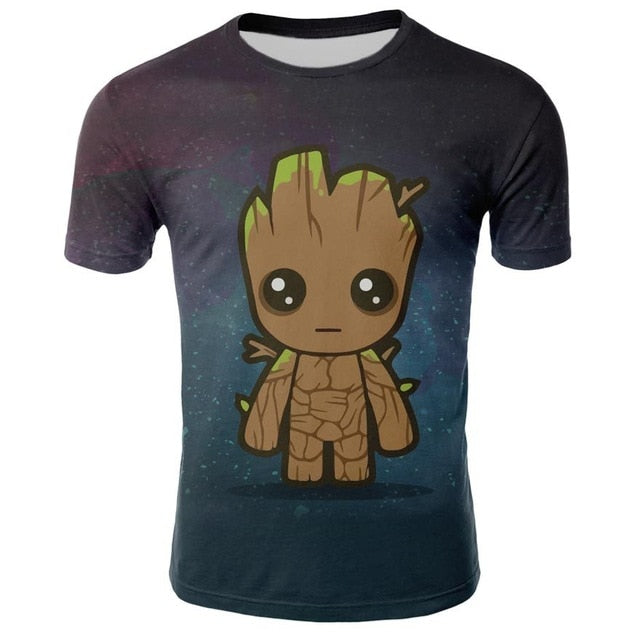 2019 Comics Super Hero Groot 3D Tshirt Cool Fashion Groot Print T-shirt Men Women 3D Tops Dropshipping and Wholesale cartoon Tee