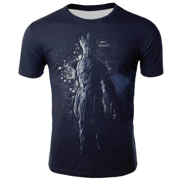 2019 Comics Super Hero Groot 3D Tshirt Cool Fashion Groot Print T-shirt Men Women 3D Tops Dropshipping and Wholesale cartoon Tee