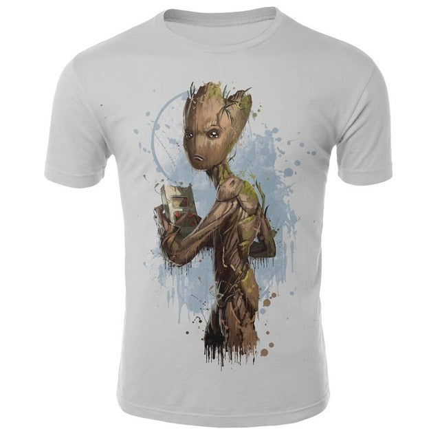 2019 Comics Super Hero Groot 3D Tshirt Cool Fashion Groot Print T-shirt Men Women 3D Tops Dropshipping and Wholesale cartoon Tee