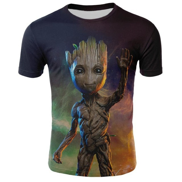 2019 Comics Super Hero Groot 3D Tshirt Cool Fashion Groot Print T-shirt Men Women 3D Tops Dropshipping and Wholesale cartoon Tee