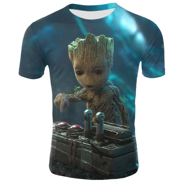 2019 Comics Super Hero Groot 3D Tshirt Cool Fashion Groot Print T-shirt Men Women 3D Tops Dropshipping and Wholesale cartoon Tee