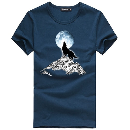 Pioneer Camp Fashion print wolf pattern casual men t-shirt young boy funny t shirts 100% cotton men clothing 305062