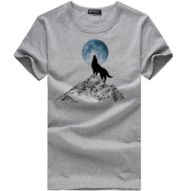 Pioneer Camp Fashion print wolf pattern casual men t-shirt young boy funny t shirts 100% cotton men clothing 305062