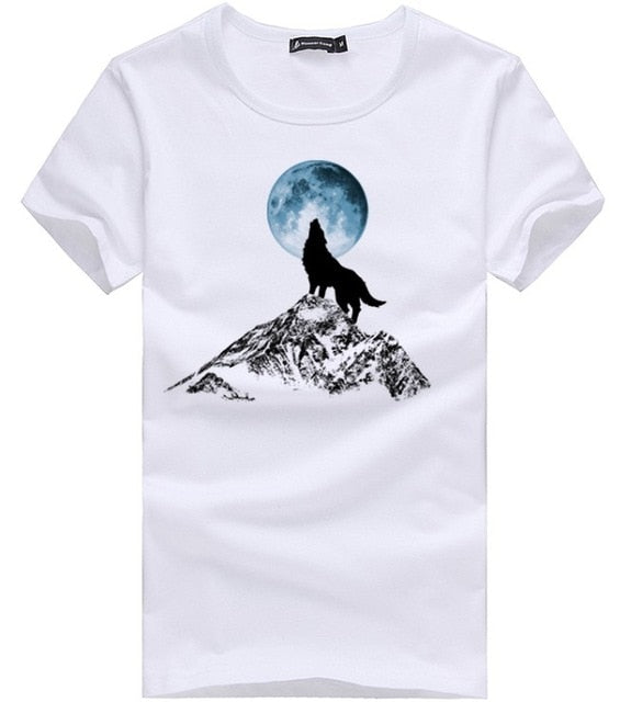 Pioneer Camp Fashion print wolf pattern casual men t-shirt young boy funny t shirts 100% cotton men clothing 305062