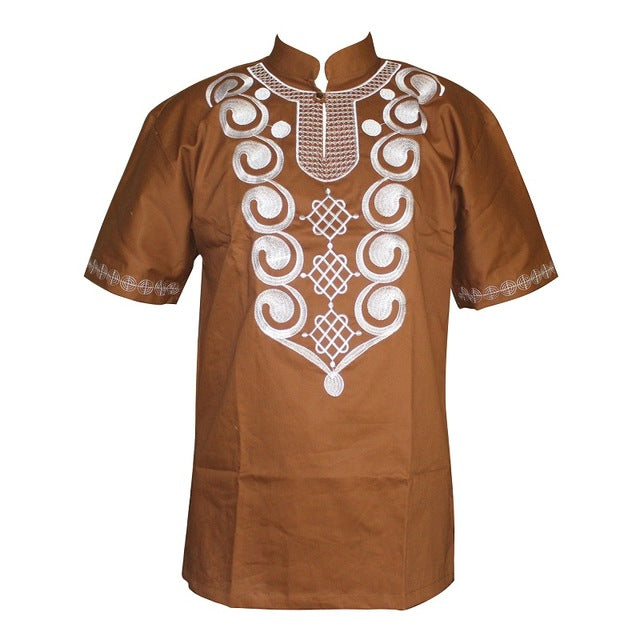 Dashikiage Men's Embroidery Wonderful Colors Traditional Mali African Vintage Top
