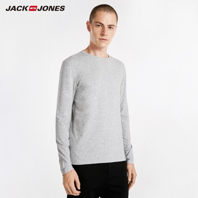 JackJones Men's Elastic Cotton&Spandex O-neck Long-sleeved T-shirt Tops Pajamas Homewear T shirt Fashion Menswear Male 218202501