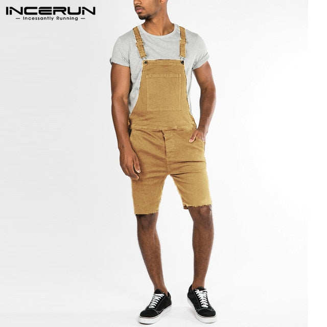 Summer Men's Sets Shorts Jumpsuits Rompers Denim Overalls Vacation Sets Bib Shorts Overall Rompers Hiphop Coveralls Hombre Pant