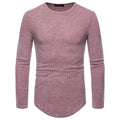 Men T Shirt Casual Autumn Long Sleeve Tshirt  Solid Color Round Neck Knitted  T Shirts