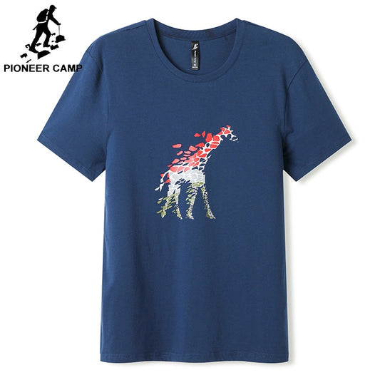 Pioneer Camp 2019 New Men T-shirts Fashion Animal Giraffe Print t shirt Men's Male Tops Short Sleeve Summer Casual Tee shirt