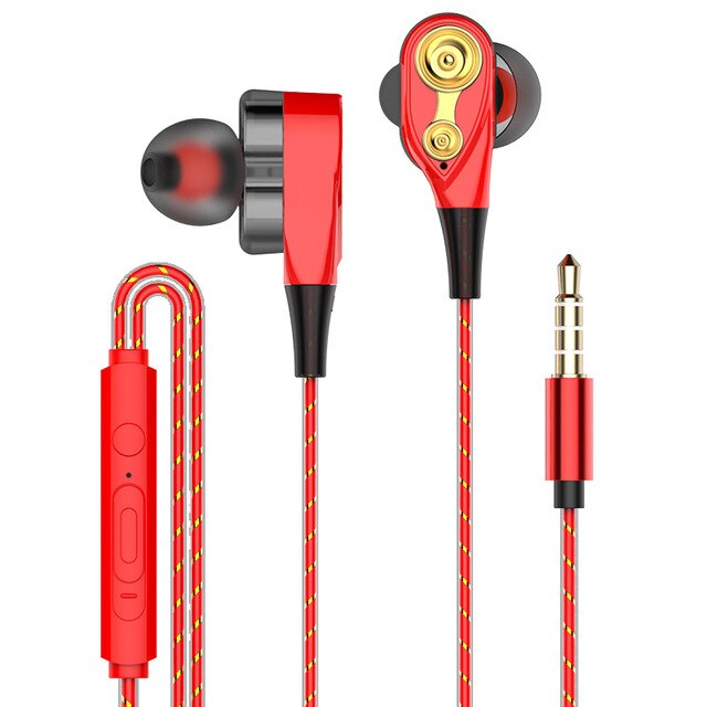 In-ear Earphone Dual Drive Stereo Headset Auricular Audifonos Earbuds Bass Earphones for IPhone Huawei Xiaomi Sports with Mic