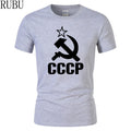 RUBU Summer CCCP Russian T Shirts Men USSR Soviet Union Man Short sleeve T-shirt Moscow Russia Mens Tees Cotton O Neck Tops Tee