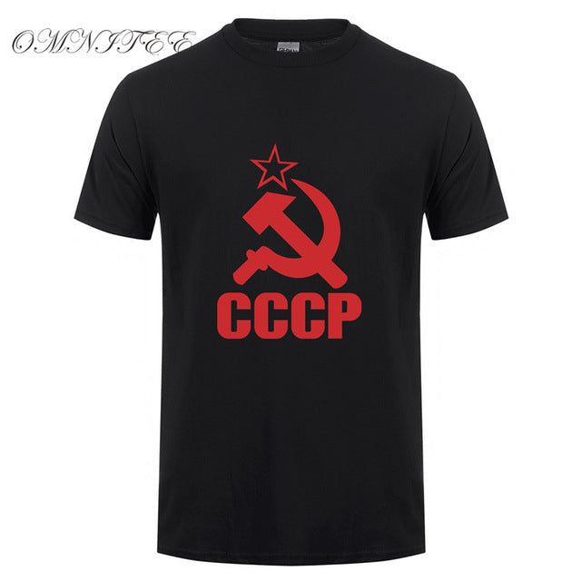 CCCP T Shirts Men USSR Soviet Union KGB Man T-shirt Short Sleeve Moscow Russia Tees Cotton O Neck Tops Free Shipping OT-117