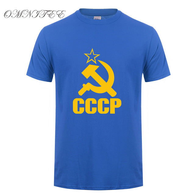 CCCP T Shirts Men USSR Soviet Union KGB Man T-shirt Short Sleeve Moscow Russia Tees Cotton O Neck Tops Free Shipping OT-117