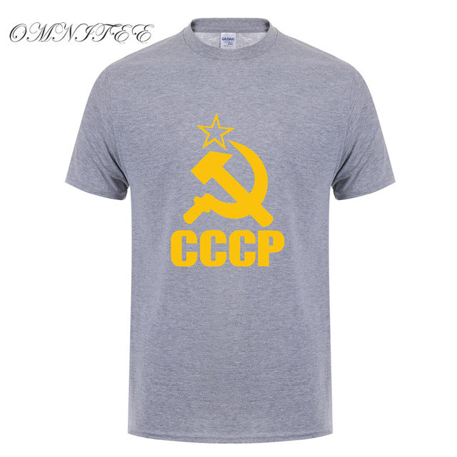 CCCP T Shirts Men USSR Soviet Union KGB Man T-shirt Short Sleeve Moscow Russia Tees Cotton O Neck Tops Free Shipping OT-117