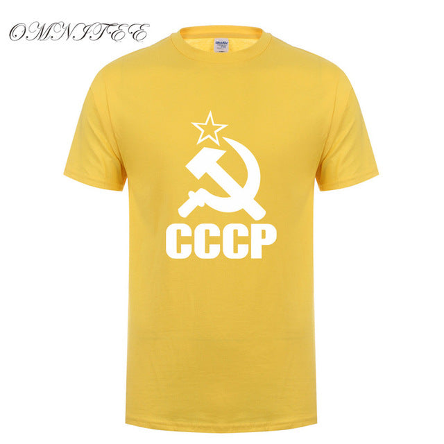 CCCP T Shirts Men USSR Soviet Union KGB Man T-shirt Short Sleeve Moscow Russia Tees Cotton O Neck Tops Free Shipping OT-117