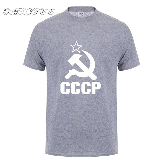 CCCP T Shirts Men USSR Soviet Union KGB Man T-shirt Short Sleeve Moscow Russia Tees Cotton O Neck Tops Free Shipping OT-117