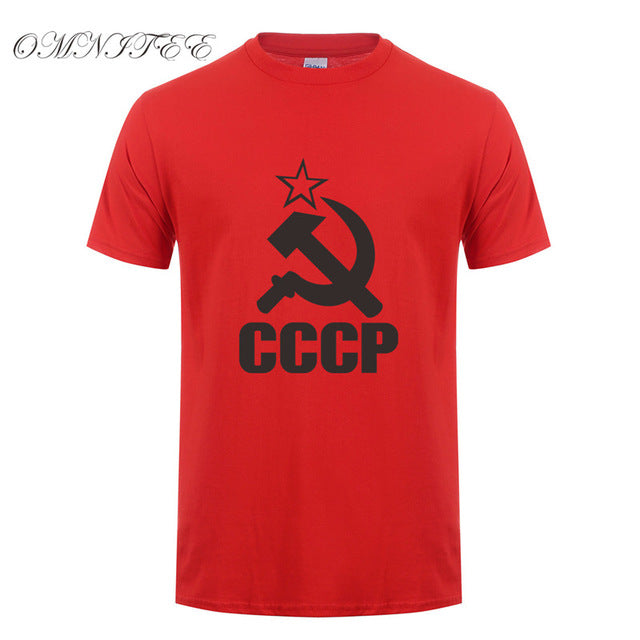 CCCP T Shirts Men USSR Soviet Union KGB Man T-shirt Short Sleeve Moscow Russia Tees Cotton O Neck Tops Free Shipping OT-117