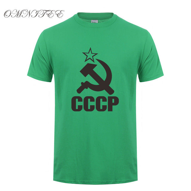 CCCP T Shirts Men USSR Soviet Union KGB Man T-shirt Short Sleeve Moscow Russia Tees Cotton O Neck Tops Free Shipping OT-117